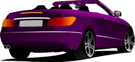 Premium Vector Purple Cabriolet On The Road Vector Illustration