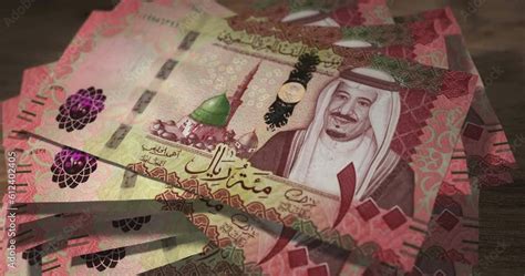 Vid O Stock Saudi Arabia Rial Sar Banknotes Falling On The Table