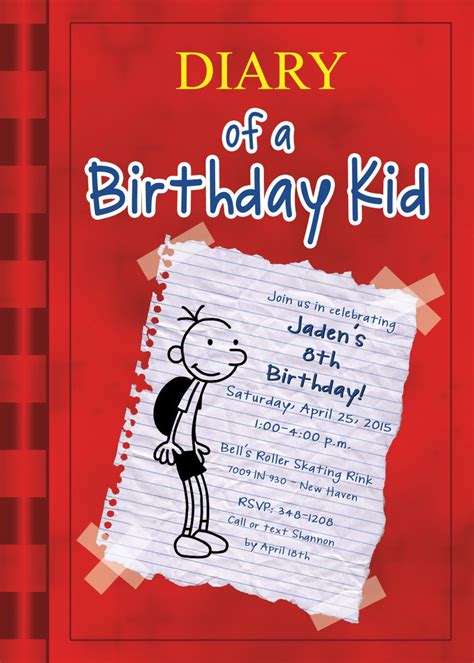 Diary of a Wimpy Kid Birthday Party Invitations | Etsy