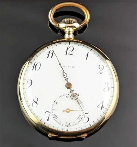 Antique 14k gold pocket watch, Moeris, open face - Gem