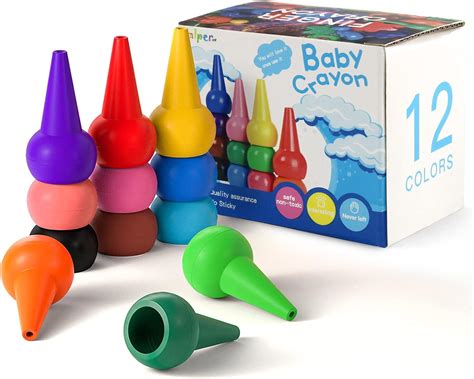 Baby Crayons for Toddlers,Washable Wax Crayons for Babies,Safe and Non ...