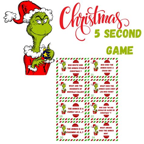 Grinch Christmas 5 Second Game Christmas Party Game Games for Christmas ...