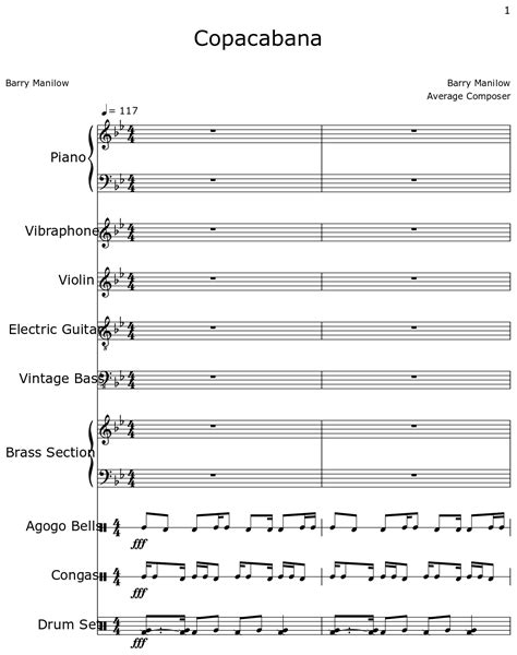 Copacabana - Sheet music for Piano, Vibraphone, Violin, Electric Guitar ...