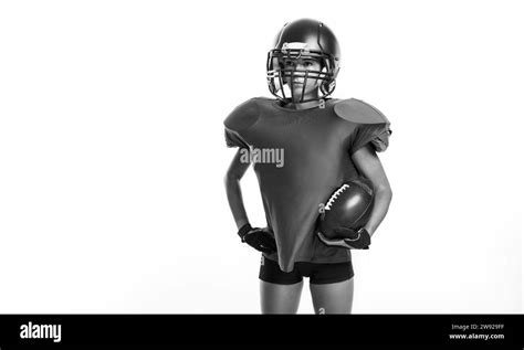 Black And White Images Of A Sports Girl In The Uniform Of An American