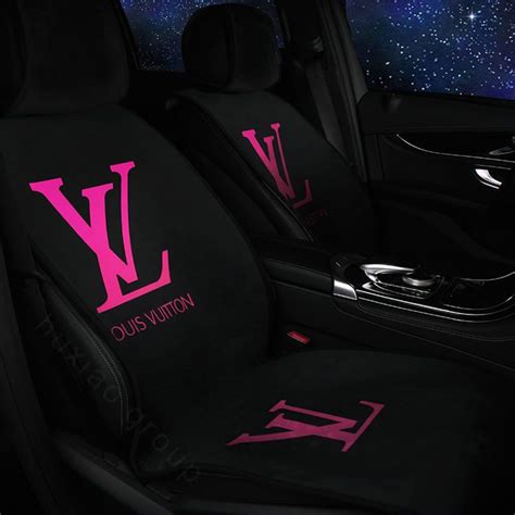 Name Lv Louis Vuitton Silk Velvet Auto Cushion Universal Car Seat Covers 5pcs Set Rose Black