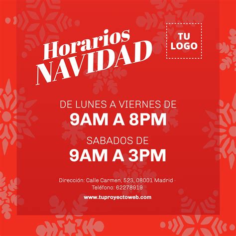 Horarios De Apertura De Navidad Plantilla Editable Disenos De Unas