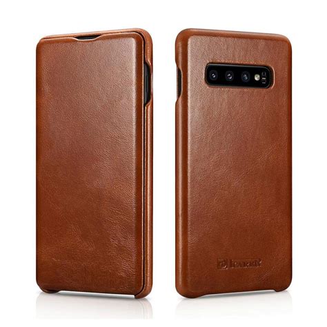 For Samsung Galaxy S Plus Case Vintage Genuine Leather Flip Folio