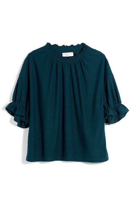 Madewell Texture And Thread Clip Dot Ruffle Top Available At Nordstrom