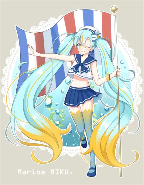 Safebooru 1girl Absurdly Long Hair Aqua Hair Character Name Flag