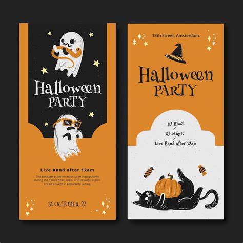 Flache Vertikale Halloween Banner Set Kostenlose Vektor