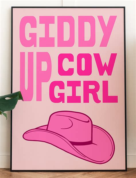 Giddy up Cowgirl Print, Typography Poster, Western Wall Decor, Funky