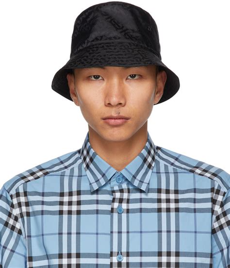 Burberry Black Jacquard Monogram Bucket Hat SSENSE