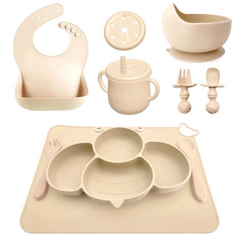 Silicone Baby Feeding Set Baby Led Weaning Set Bee Shaped Plate With