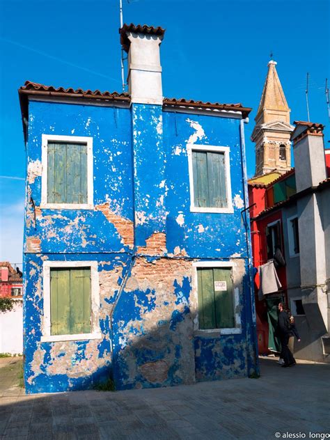 Old blue house in burano