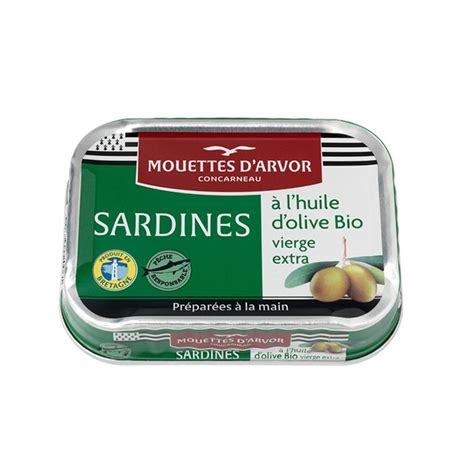 Promo Sardines à l huile d olive bio les mouettes d arvor chez Auchan