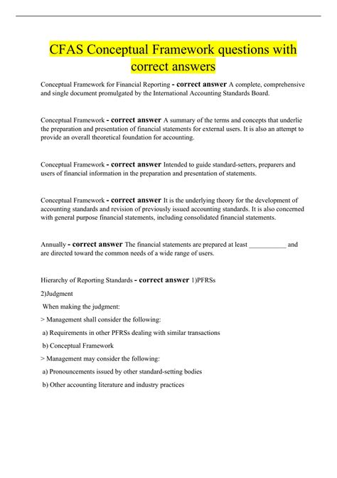 Cfas Conceptual Framework Questions With Correct Answers Cfas Stuvia Us