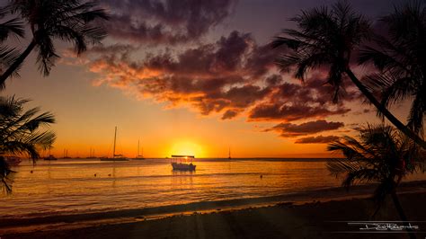 Couch De Soleil Sur La Mer Des Caraibes Plages Mer Coucher De