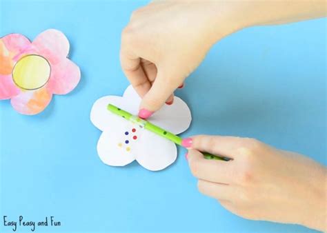 Sweet Flower Craft - With Pom Poms and Printable Template - Easy Peasy ...