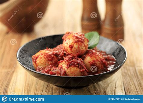 Indonesian Food Telur Balado Eggs With Spicy Chili Sauce Stock Image