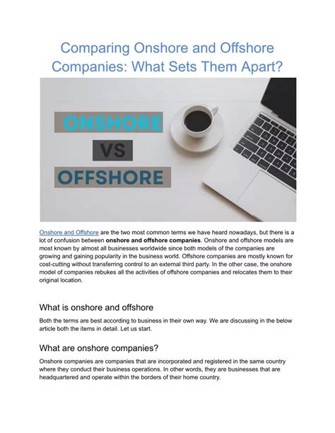 Ppt Comparing Onshore And Offshore Companies What Sets Them Apart