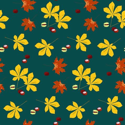 Premium Vector Seamless Autumn Pattern With Maple And Chestnut Leaves