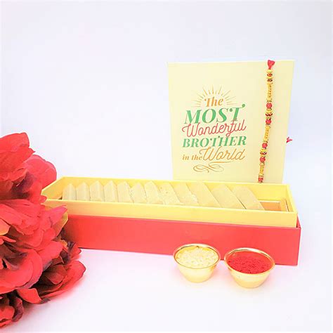 Sweet Kaju Katli Gms And Rakhi Combo Canada Gift Sweet Kaju Katli