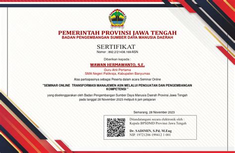 Sertifikat Seminar Transformasi Manajemen Asn Melalui Penguatan Dan Pengembangan Pdf