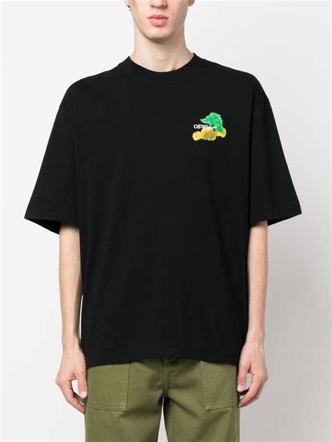 Off White Brush Arrow Logo Print T Shirt Black Farfetch Uk