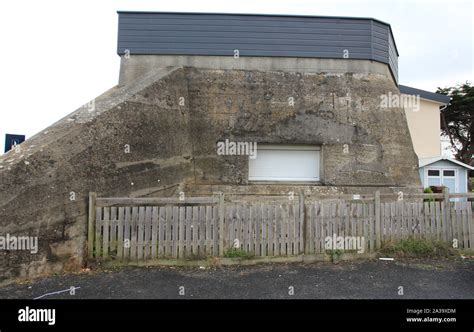 Sword Beach, Normandy 09/10/2017. German Bunker, Atlantic wall, prorecting the beach from ...