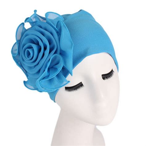 Twifer Hats Women Ladies Retro Big Flowers Hat Turban Brim Hat Cap Pile Cap Bu