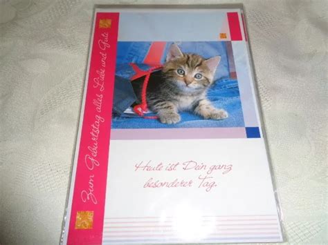 GEBURTSTAGS KARTE ZUM Geburtstag Alles Liebe Und Gute Katze Mit Text