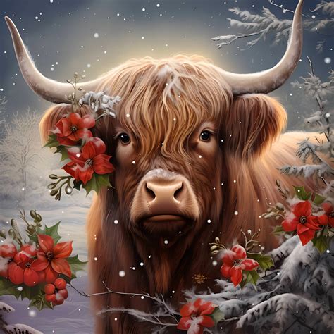 Highland Cow Christmas Diamond Painting - Etsy