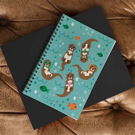 Buy Lathe Quill Kawaii Otters Playing Underwater Spiral Notebook Deny