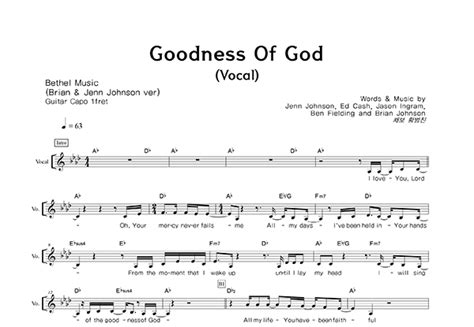 Bethel Music And Jenn Johnson Goodness Of God Sheet 52 Off