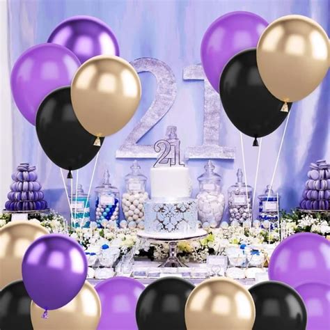 Ballons Violets Noirs 30 Pièces Ballons Violets Dorés D Anniversaire