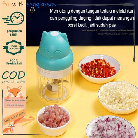 Blender Portable Dapur Penggiling Bumbu Daging USB Isi Ulang 3 Blade