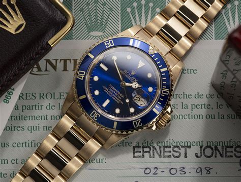 Rolex Submariner Date Watches Ref 16618 16618 Yellow Gold The