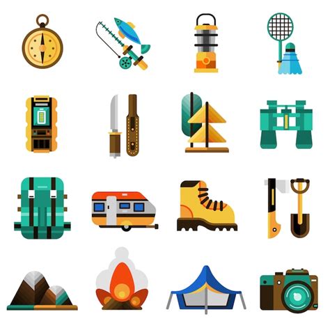 Conjunto De Iconos De Camping Vector Gratis