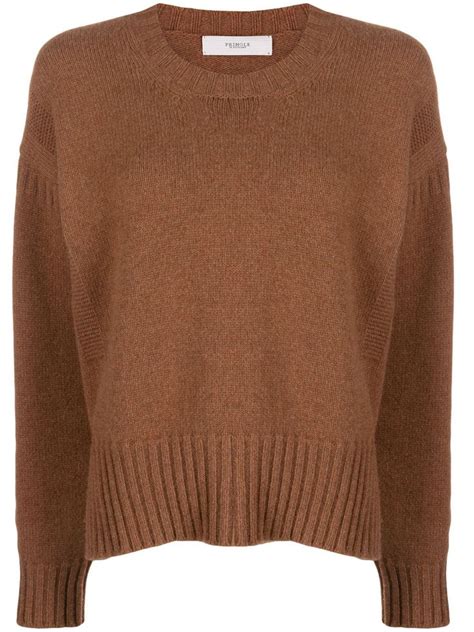 Hazelnut Cashmere Guernsey Stitch Round Neck Jumper From Pringle Of