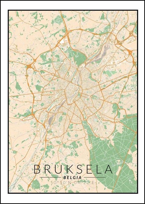 Galeria Plakatu Plakat Bruksela Mapa Kolorowa X Cm Galeria