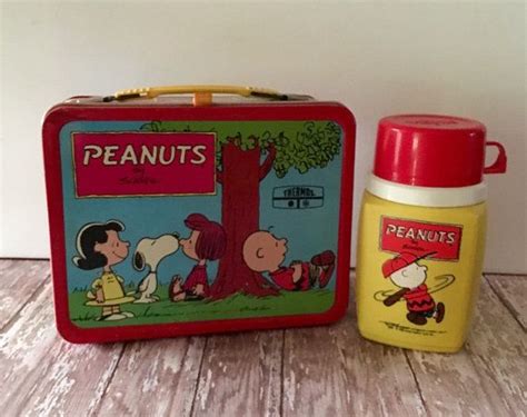 Vintage Peanuts Lunch Box and Thermos 1978 Red Rimmed Peanuts | Etsy ...