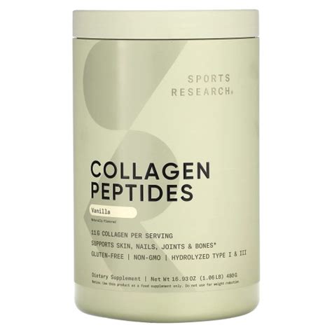 Sports Research Collagen Peptides Hydrolyzed Type I III Collagen