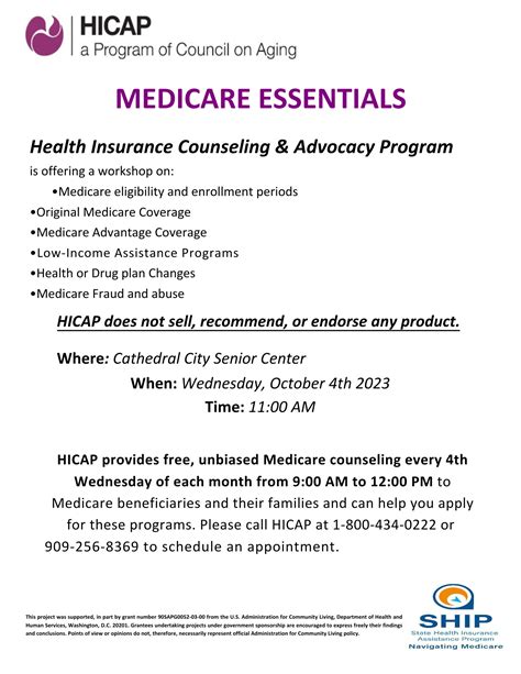 Medicare Essentials Flyer 2023 Template Pdf Cathedral City Senior Center