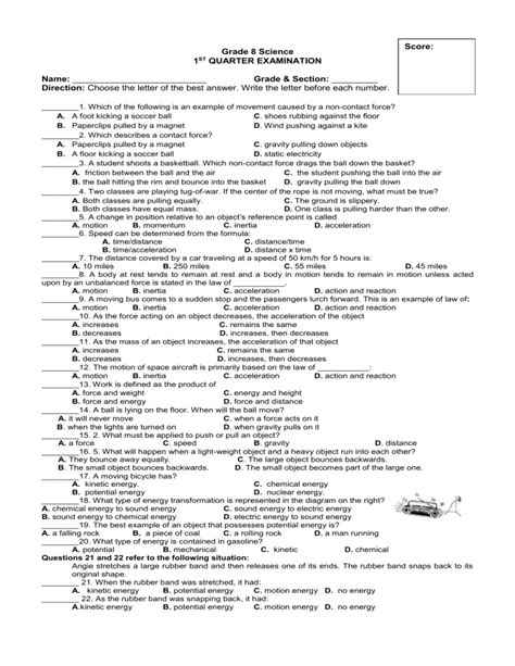 Grade 8 Science 1st Quarter Summative TEst 60 OFF