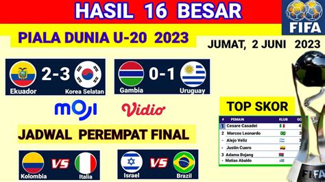 HASIL PIALA DUNIA U20 TADI MALAM BABAK 16 BESAR EKUADOR Vs KOREA