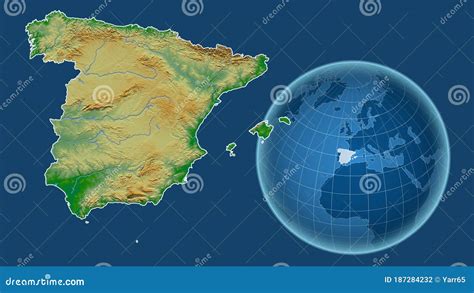 Spain Physical Country And Globe Isolated Stock Illustration