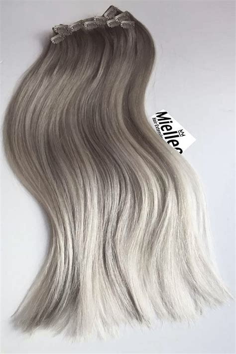 Medium Ash Blonde Balayage Clip In Extensions Silky Straight Natural