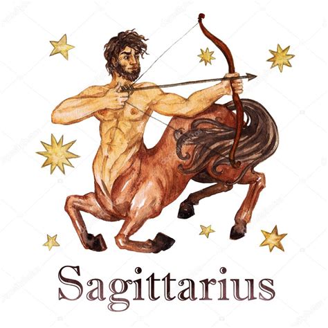 Zodiac Sign Sagittarius Watercolor Illustration Isolated Stock