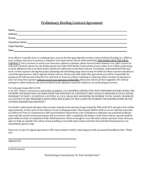 Professional Roofing Contract Templates Free Templatelab