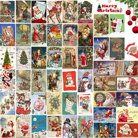 Gukasxi Christmas Cards Postcards Pack Pcs Christmas Vintage